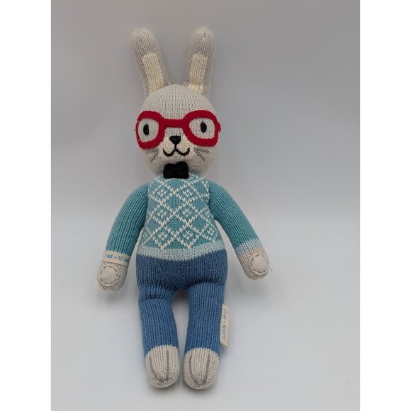 Cuddle Kind Rabbit Benedict Boy Knit Plush Glasses 15 Inch Stuffed Animal Toy - Picture 1 of 7